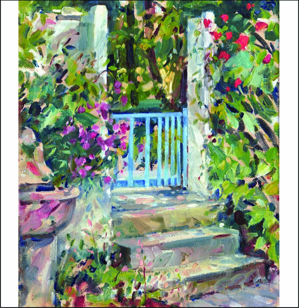 Art Card - (Q) Three Steps to a Blue Gate